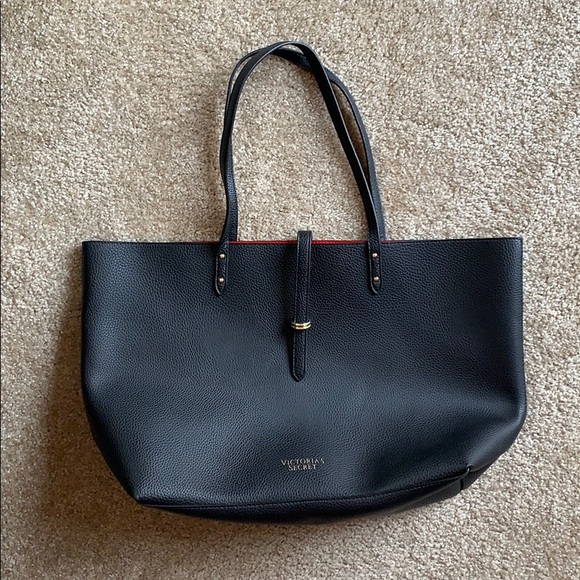 Victoria's Secret Handbags - Victoria’s Secret Black Faux Leather Tote Bag